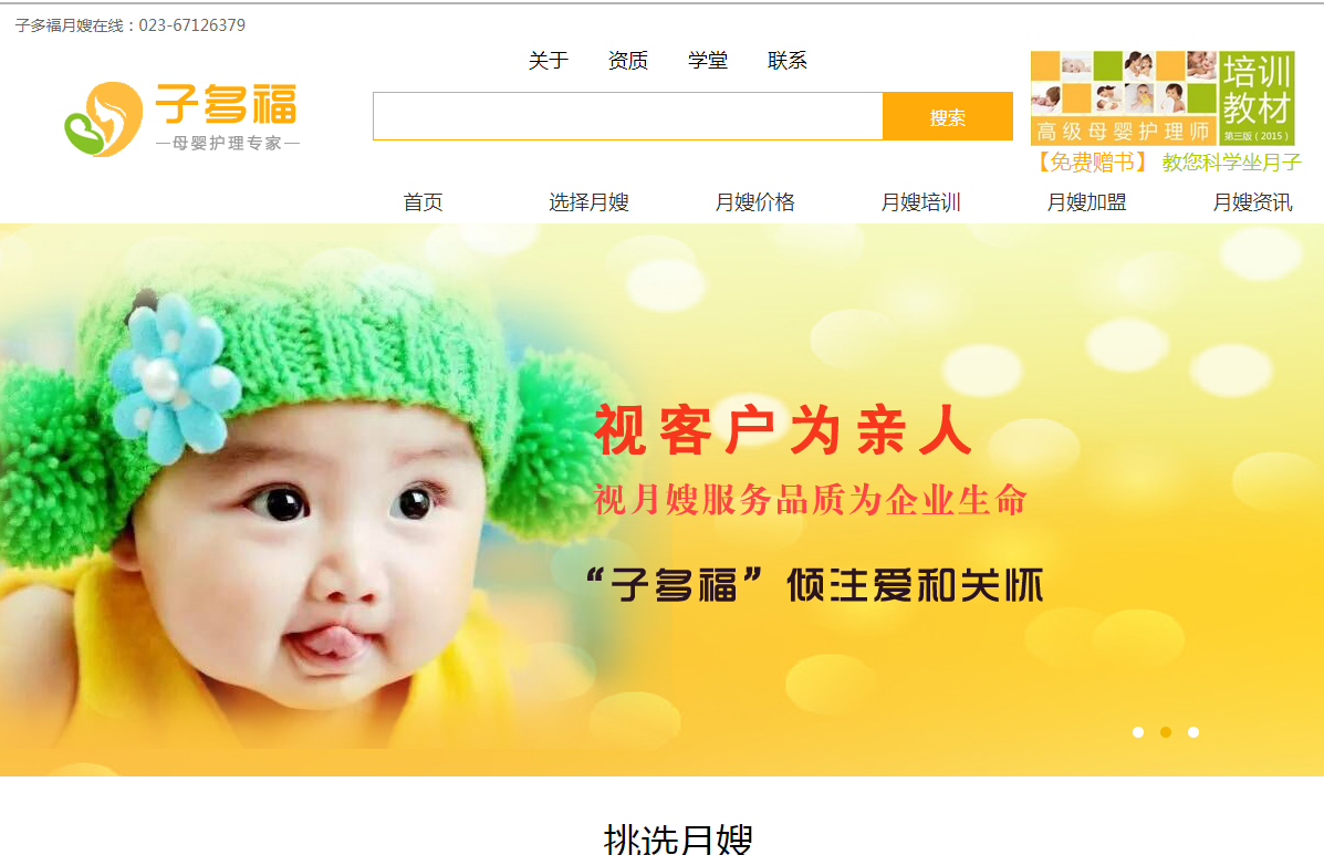 专注育儿嫂/育婴师/月嫂公司网站建设与网络推广